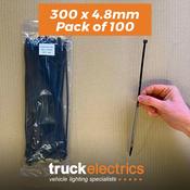 Cable Ties 300 x 4.8mm / Pack 100