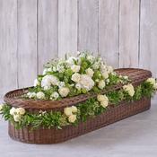 Large White Casket Spray with Rose Garland image