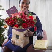 Bespoke Christmas Bouquet with red wine, card and chocolates