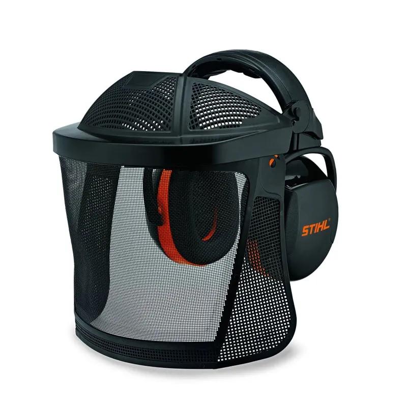 Stihl DYNAMIC Face & Ear Protection with Mesh Visor GPA 30 - EN 352, EN 1731, SNR 30, 110 dB(A) Ear Protection, Polyamide Visor, Additional Forehead Protection, Soft Padded Head Strap, Black Mesh, Orange Ear Defenders, Stihl Logo