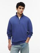 TOMMY JEANS REG FLEECE 1/4 ZIP MOCK NECK - BLUE