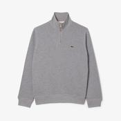 LACOSTE HIGH NECK ZIPPED SWEAT - SILVER