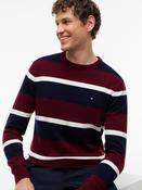 TOMMY HILFIGER PIMA ORG CTN CASHMERE CREW NECK - BURGUNDY/NAVY image