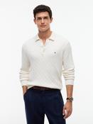 TOMMY HILFIGER CLASSIC COTTON CABLE LS POLO - IVORY image