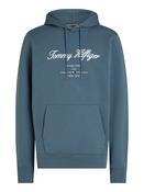 TOMMY HILFIGER SCRIPT LOGO HOODY - AEGEAN SEA