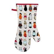 Cats In Waiting Christmas Gauntlet Oven Glove in Red image