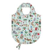 Christmas Cats Foldable Tote Bag Medium in Seafoam