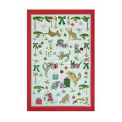 Christmas Cats Cotton Tea Towel in Seafoam image