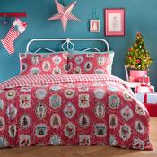 Christmas Vintage Frames Duvet Cover Set in Red image
