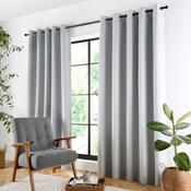 Plain Twill Pair of Eyelet Curtains in Silver