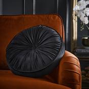 Round Pleat Round Cushion in Black 40cm image