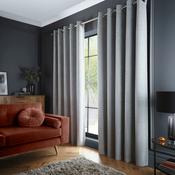 Velvet Chenille Dimout Pair of Eyelet Curtains in Grey