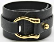 Wide D Stacking Cuff - Milled Black Cowhide image