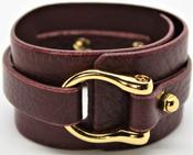Wide D Stacking Cuff - Milled Merlot Cowhide