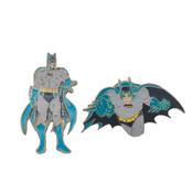 Batman DC Comics Vintage Enamel Pin Badge Set of 2 Gold Tone 1987
