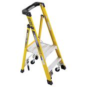 Werner Fibreglass Podium Stepladder 2 Tread C/W Castors