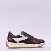 Ara New York Side Zip Laced Trainer - Merlot Cream - 4