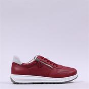 Ara Osaka 3.0 Side Zip Punched Trainer - Red Leather - 4