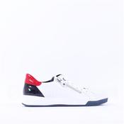 Ara Rom Side Zip Lace Trainer - White Navy Red - 8