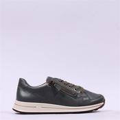 Ara Osaka 2.0 Side Zip Lace Trainer - Green Leather - 4