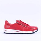 Ara Osaka Comfort Laced Trainer Side Zip - Red Leather - 6