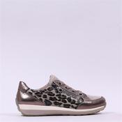 Ara Osaka Comfort Laced Trainer Side Zip - Beige Leopard Combi - 4