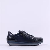 Ara Osaka Comfort Laced Trainer Side Zip - Navy Patent Shimmer - 3