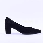 Gabor Helga Stacked Heel Court Shoe - Black Suede - 4.5