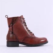 Tamaris Anouk Side Zip Croc Heel Boot - Cognac - 36