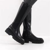 Tamaris Canado Knee High Long Gusset - Black Leather - 36