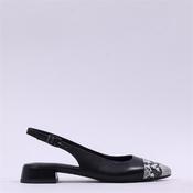 Tamaris Catalina Low Toe Cap Slingback - Black Snake - 38