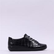 Ecco Women Soft 2.0 Laced - Black Croc - 37