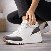 Marco Tozzi Magana Wedge Laced With Zip - White Combi - 37 image