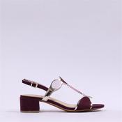 Marco Tozzi Hencho Low Block Heel Sandal - Mulberry Combi - 36