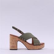 Marco Tozzi Paduli Cross Strap Cork Heel - Olive - 36