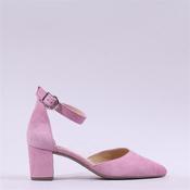 Gabor Gala Ankle Strap Block Heel Court - Pink Suede - 5 image