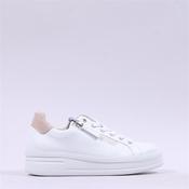 Gabor Kara Side Zip Laced Trainer - White Combi Leather - 4 image