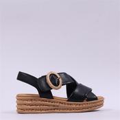 Gabor Auckland Layer Cross Wedge Sandal - Black Leather - 3 image