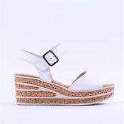 Gabor Twist Layered Wedge Sandal - White Leather - 6