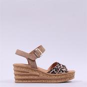 Gabor Twist Layered Wedge Sandal - Beige Leopard Combi - 5.5