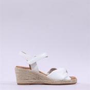 Gabor Moon Cross Espadrille Wedge Sandal - White Leather - 4.5