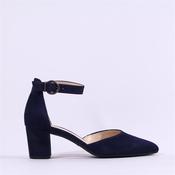 Gabor Gala Ankle Strap Block Heel Court - Navy Suede - 4.5
