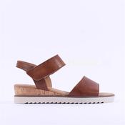 Gabor Raynor Low Wedge Velcro Sandal - Tan Leather - 4 image