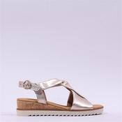 Gabor Rich Cross Low Wedge Cork Sandal - Metallic Leather - 4 image