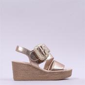 Gabor Lapel Square Buckle Wedge Sandal - Champagne - 5 image