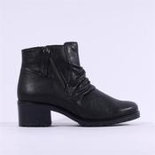 Gabor Jenna Diagonal Zip Ruffled Boot - Black Leather - 4.5