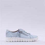 Jana Luna Bungee Lace Side Zip Trainer - Light Blue Leather - 39 image