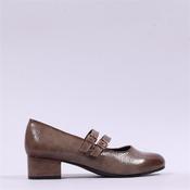 Jana Zatora 2 Strap  Block Heel Shoe - Taupe Patent - 36 image