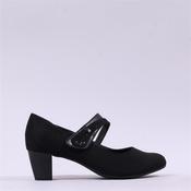 Jana Abura Cross Strap Block Heel Shoe - Black Suede - 36 image
