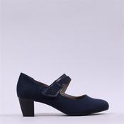 Jana Abura Cross Strap Block Heel Shoe - Navy Suede - 36 image